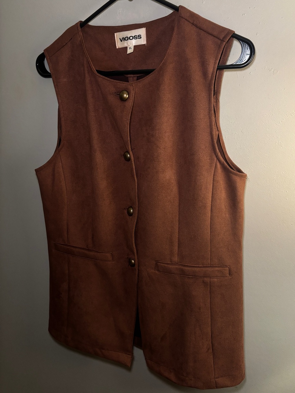 Vigoss Women's Chestnut Brown Sleeveless Button Vest